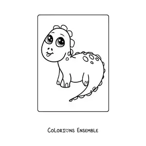 Coloriage facile d'un grand bébé dinosaure kawaii