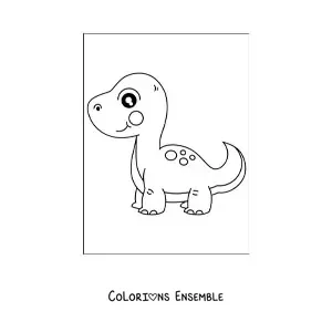 Image à colorier d'un grand et tendre bébé dinosaure