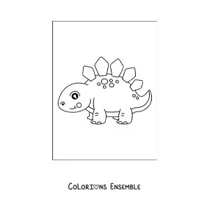 Image à colorier d'un tendre bébé dinosaure tout simple