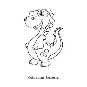 Image à colorier d'un grand et beau bébé dinosaure