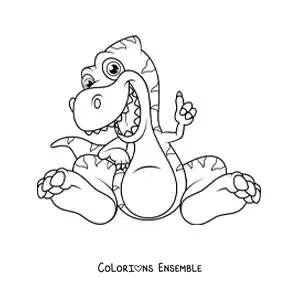 Image à colorier d'un bébé dinosaure assis