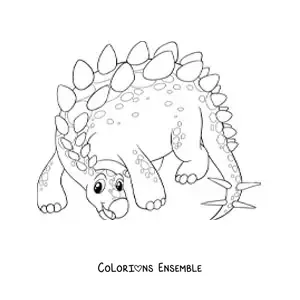 Image à colorier d'un joli dinosaure herbivore