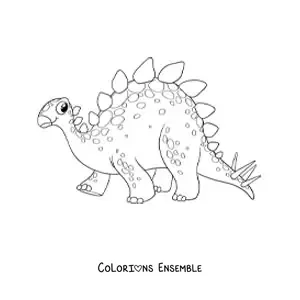Image à colorier d'un grand dinosaure herbivore tout mignon