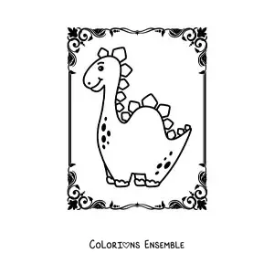 Image à colorier d'un mignon dinosaure au long cou