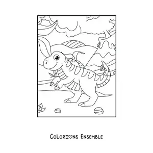 Image à colorier d'un mignon dinosaure carnivore bipède