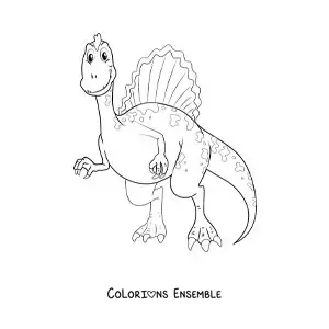 Image à colorier facile d'un dinosaure carnivore animé