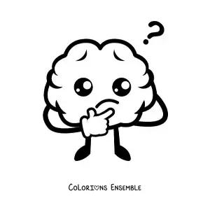 Image à colorier facile d'un cœur kawaii animé
