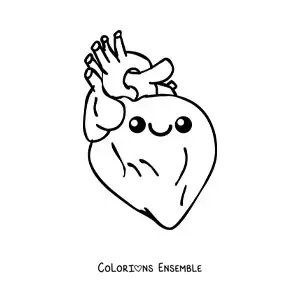 Image à colorier facile d'un utérus kawaii animé