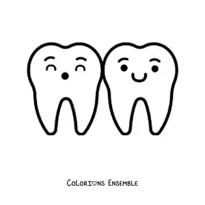 Image à colorier de dents kawaii