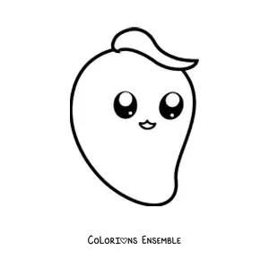 Image à colorier d'une mangue kawaii