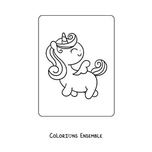 Coloriage d'une jolie licorne en train de marcher