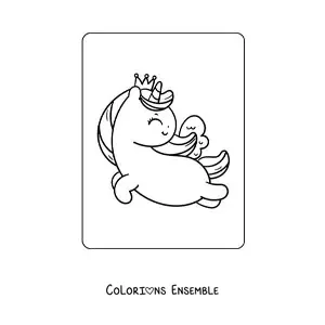 Coloriage d'une princesse licorne qui vole