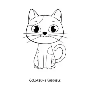 Coloriage d'un chat kawaii avec des taches