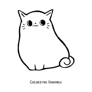 Coloriage facile d'un grand chaton kawaii