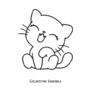 Coloriage d'un chaton kawaii assis