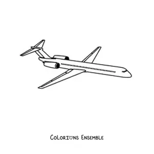 Image à colorier d'un avion de ligne