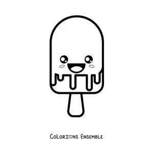 Image à colorier d'une grande glace kawaii