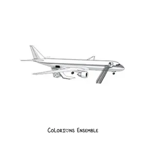 Image à colorier d'un avion de ligne au sol