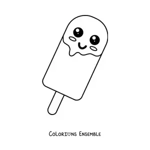 Image à colorier d'une glace en bâtonnet kawaii toute simple