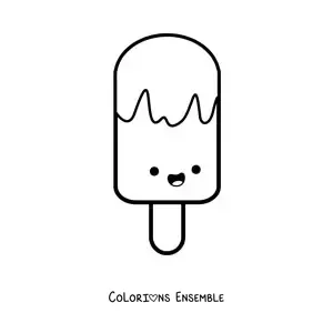 Image à colorier d'une glace kawaii toute animée