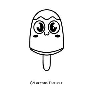Image à colorier d'une glace kawaii avec de grands yeux