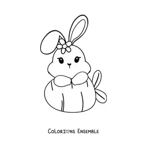 Image à colorier d'une lapine kawaii avec une carotte géante