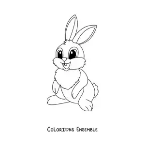 Image à colorier d'un tendre lapin façon dessin animé