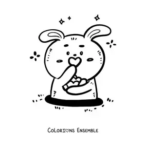 Image à colorier facile d'un lapin kawaii avec des cœurs