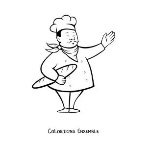 Image à colorier d’un chef boulanger toute simple