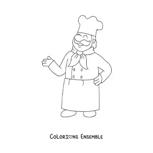 Image à colorier d’un chef italien animé