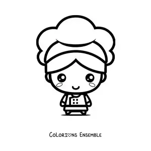 Image à colorier d’un grand chef kawaii