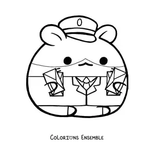 Image à colorier d’un hamster facteur kawaii animé