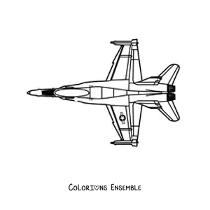 Image à colorier d'un avion de chasse F18