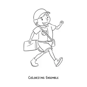 Image à colorier d’un facteur animé au travail
