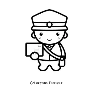 Image à colorier d’un grand facteur kawaii