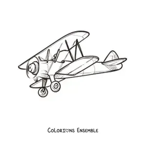Image à colorier d'un biplan
