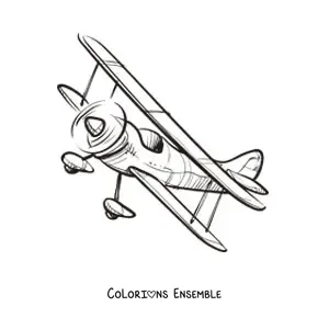 Image à colorier d'un biplan