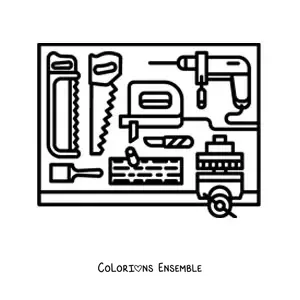 Image à colorier des outils du charpentier