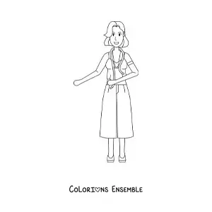 Image à colorier d'une styliste de mode avec un mètre ruban