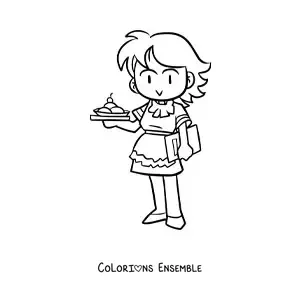 Image à colorier d'une serveuse de café