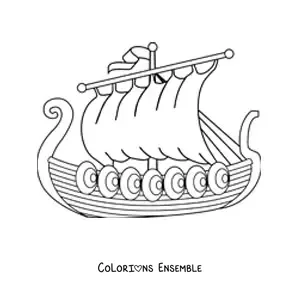 Image à colorier d'un bateau viking