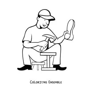 Image à colorier d'un cordonnier au travail