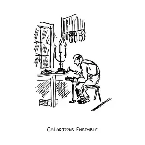 Image à colorier d'un cordonnier travaillant dans son atelier