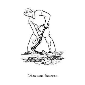 Image à colorier d'un jardinier travaillant dans le jardin