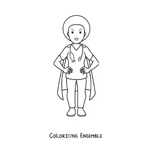 Image à colorier d'une infirmière kawaii animée