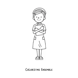 Image à colorier d'une infirmière animée