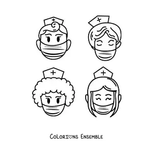 Image à colorier d'infirmiers animés