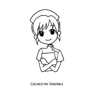 Image à colorier facile d'une infirmière