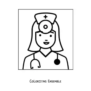 Image à colorier d'une infirmière héroïne