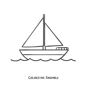 Image à colorier d'un voilier sur la mer